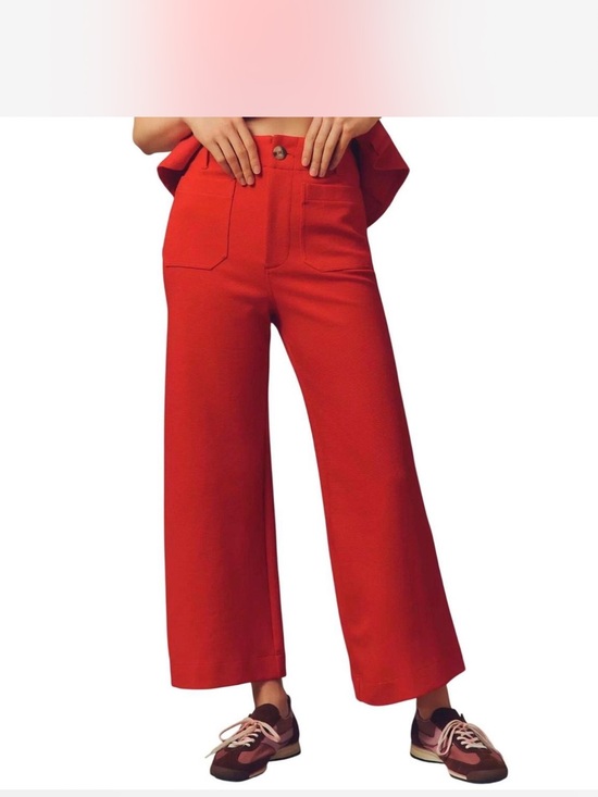 Maeve Pants - Maeve Red Orange Colette High Rise Cropped Wide Leg Ponte Pants 26